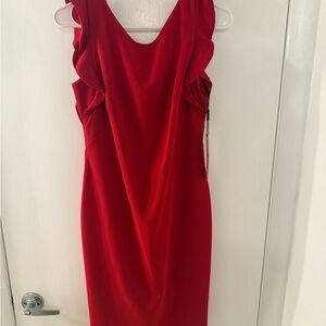 Calvin Klein Elegant Red Sleeveless Dress